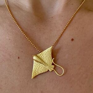 Gold Eagle Ray Pendant Necklace